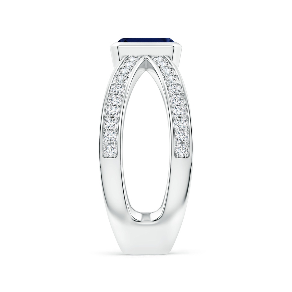 6x4mm AAA Emerald-Cut Blue Sapphire Criss Cross Solitaire Ring in White Gold side 299