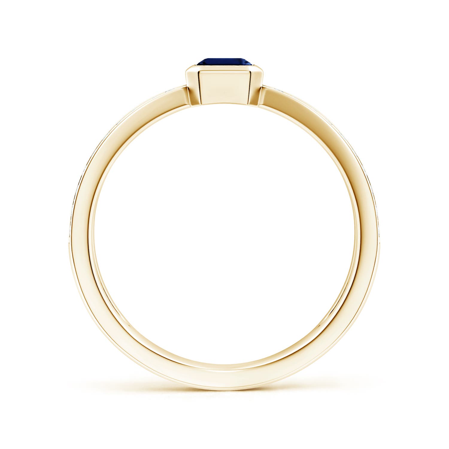 6x4mm AAA Emerald-Cut Blue Sapphire Criss Cross Solitaire Ring in Yellow Gold