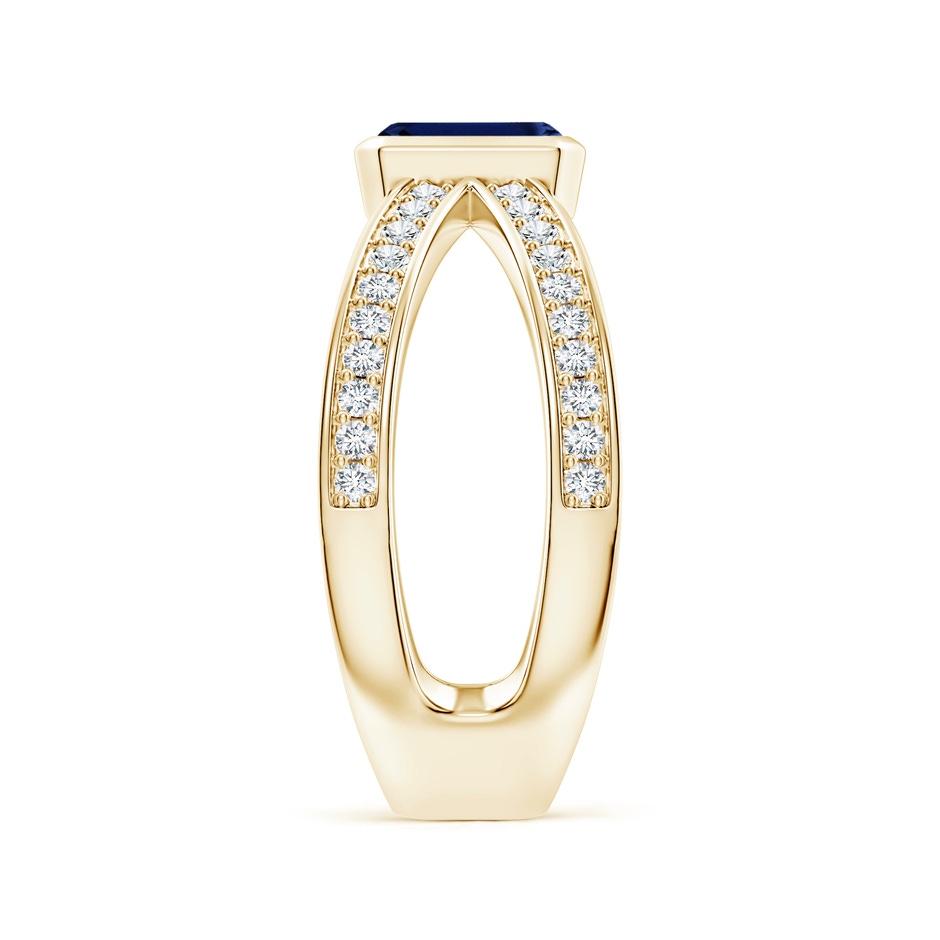 6x4mm AAA Emerald-Cut Blue Sapphire Criss Cross Solitaire Ring in Yellow Gold side 299