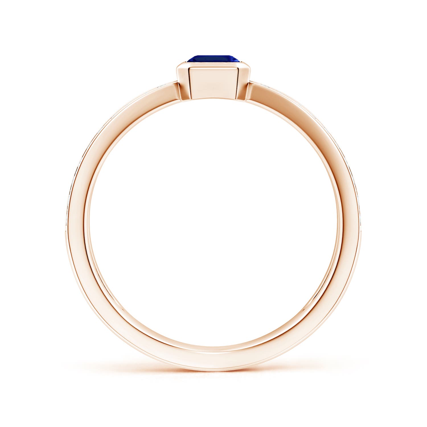 6x4mm AAAA Emerald-Cut Blue Sapphire Criss Cross Solitaire Ring in Rose Gold