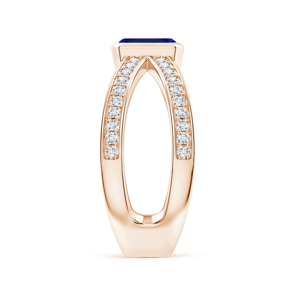 6x4mm AAAA Emerald-Cut Blue Sapphire Criss Cross Solitaire Ring in Rose Gold Side 299