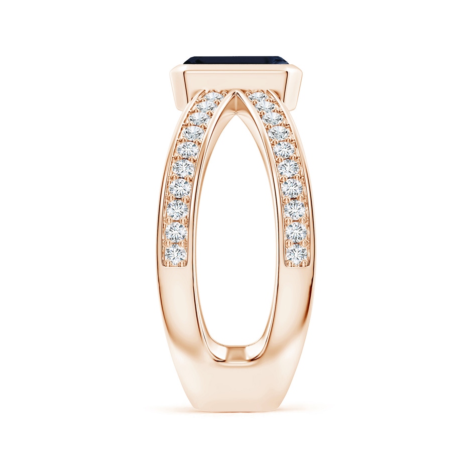 7x5mm A Emerald-Cut Blue Sapphire Criss Cross Solitaire Ring in Rose Gold side 299