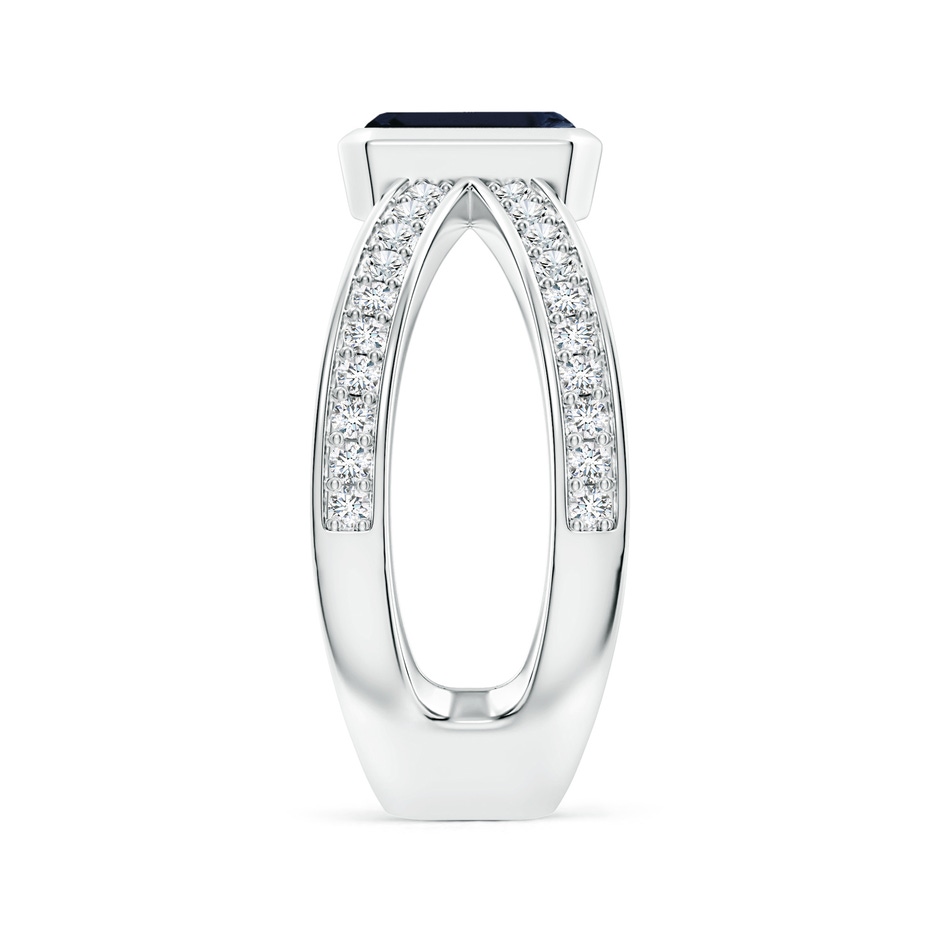 7x5mm A Emerald-Cut Blue Sapphire Criss Cross Solitaire Ring in White Gold side 299