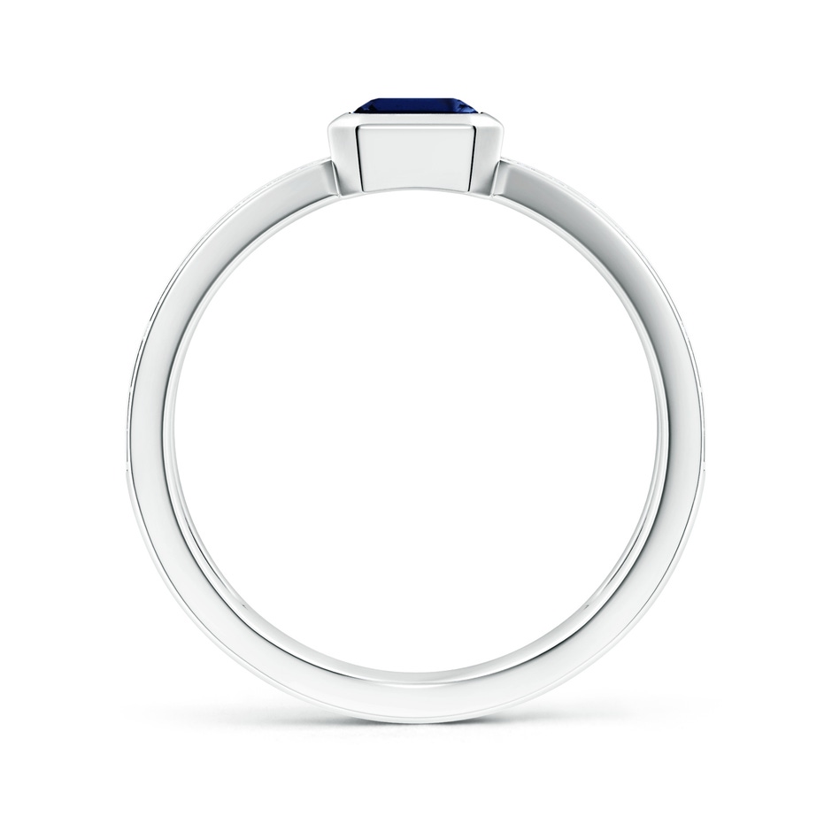 7x5mm AAA Emerald-Cut Blue Sapphire Criss Cross Solitaire Ring in P950 Platinum side 199