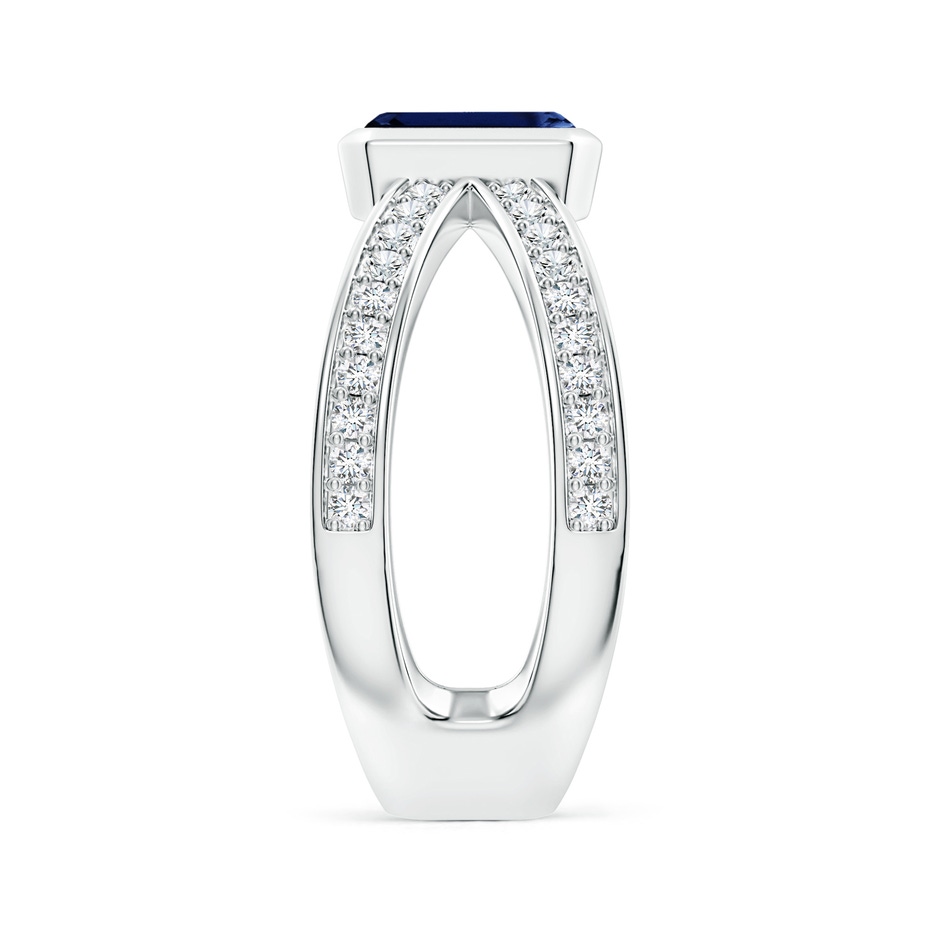 7x5mm AAA Emerald-Cut Blue Sapphire Criss Cross Solitaire Ring in P950 Platinum side 299