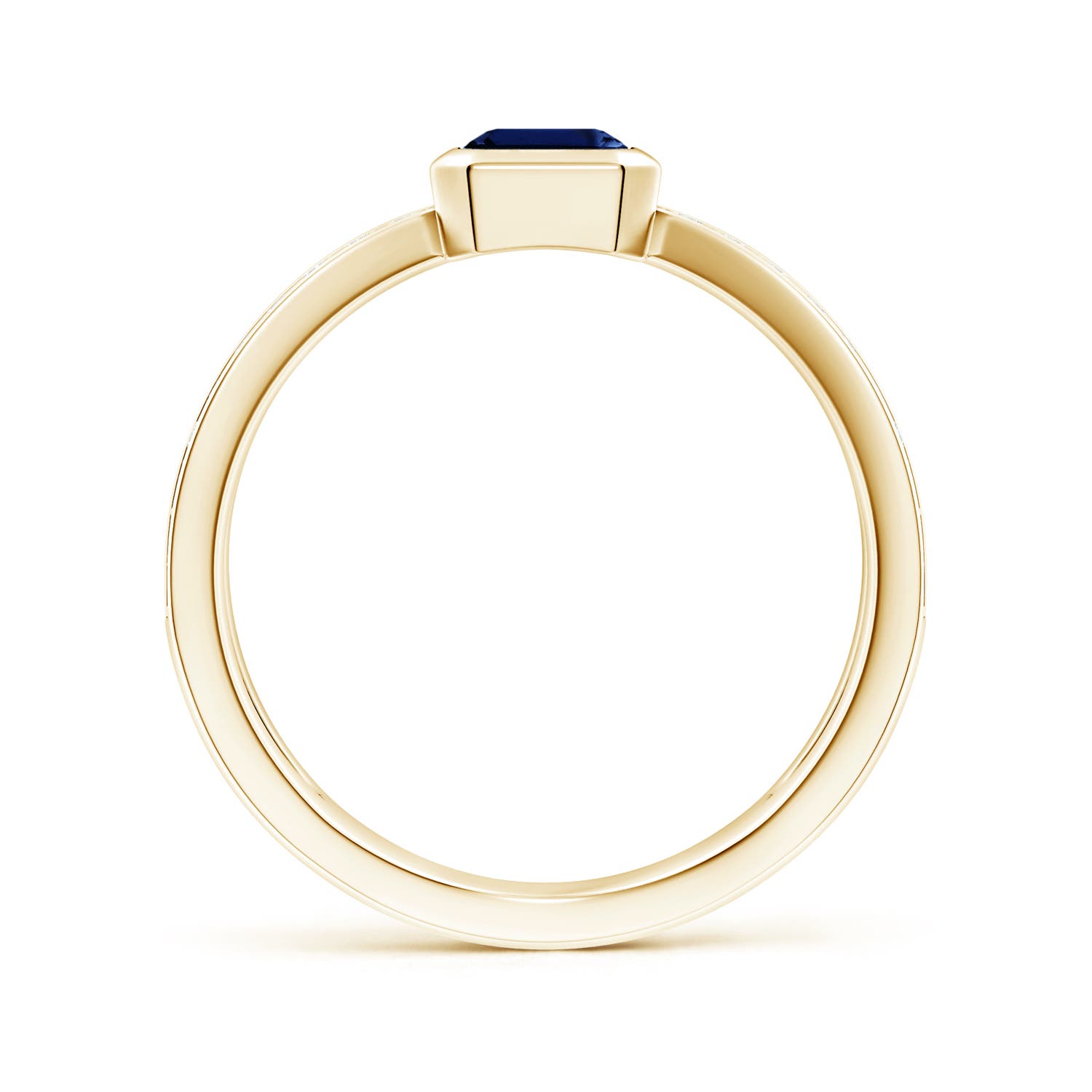 7x5mm AAA Emerald-Cut Blue Sapphire Criss Cross Solitaire Ring in Yellow Gold