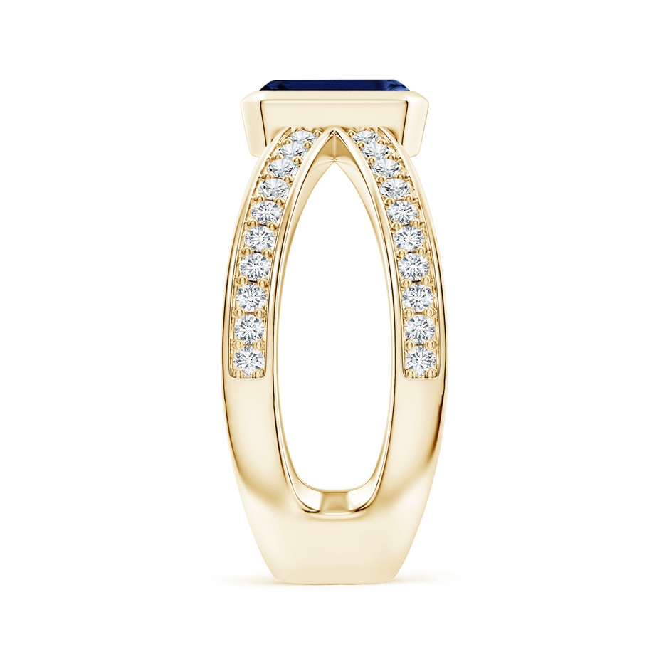 7x5mm AAA Emerald-Cut Blue Sapphire Criss Cross Solitaire Ring in Yellow Gold side 299