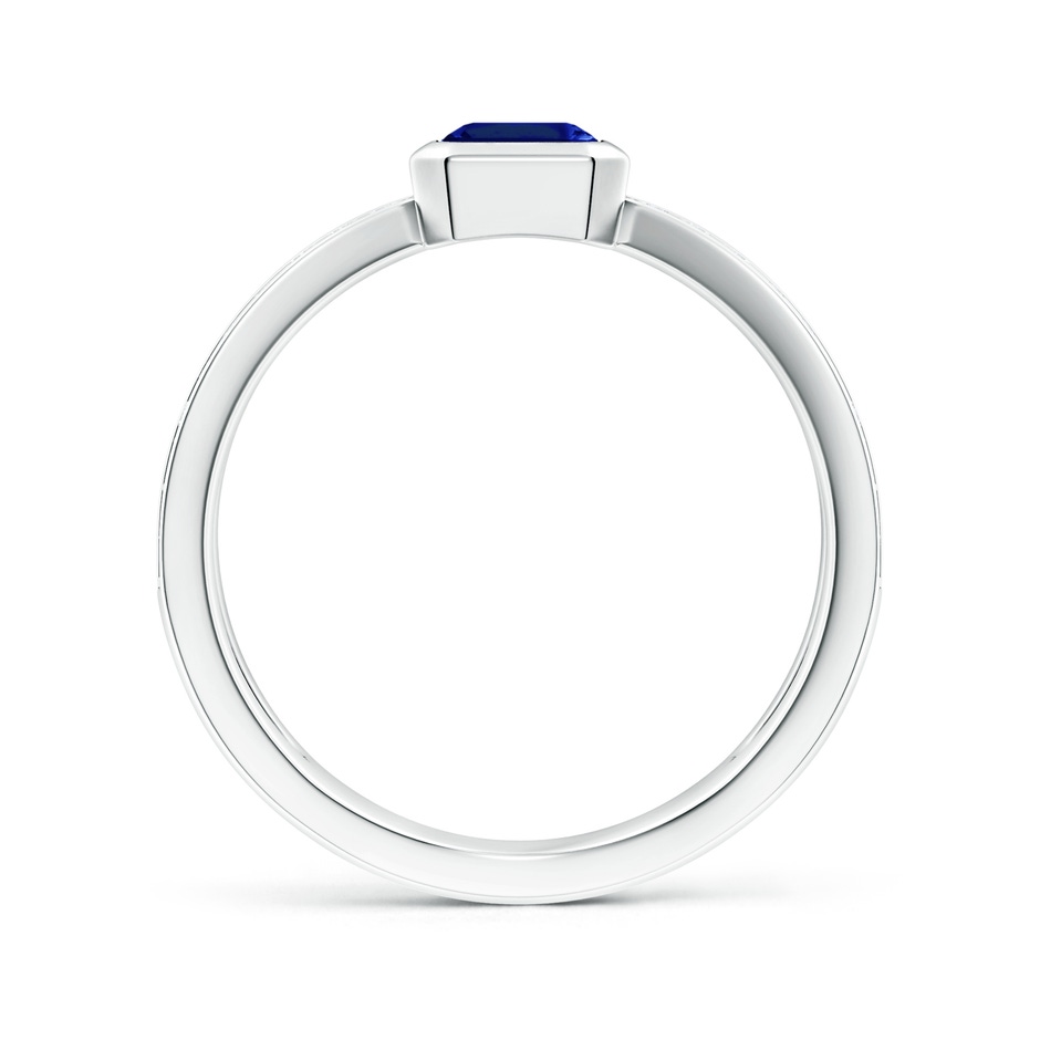 7x5mm AAAA Emerald-Cut Blue Sapphire Criss Cross Solitaire Ring in White Gold side 199