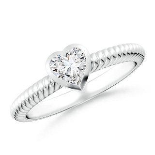 5mm GVS2 Bezel-Set Heart-Shaped Diamond Ribbed Ring in P950 Platinum