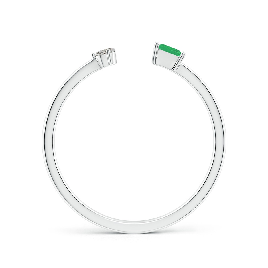 3mm A Two-Stone Square Emerald & Pear Diamond Open Ring in P950 Platinum side 199