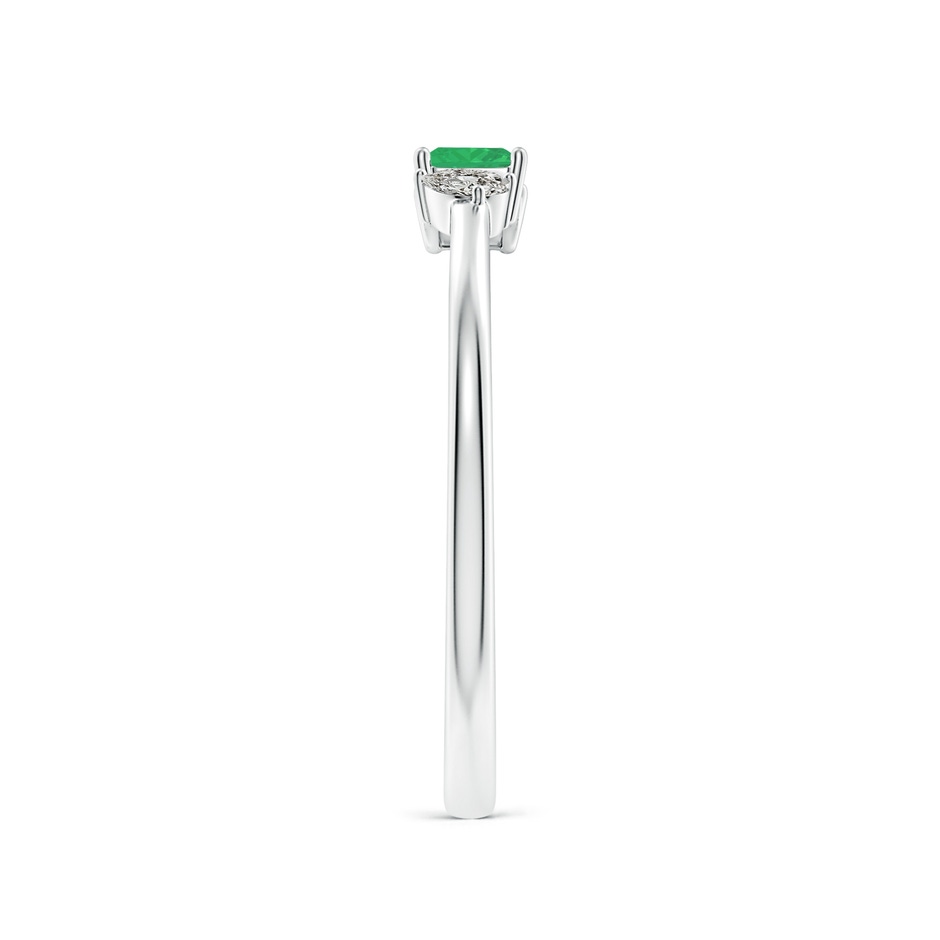 3mm A Two-Stone Square Emerald & Pear Diamond Open Ring in P950 Platinum side 299