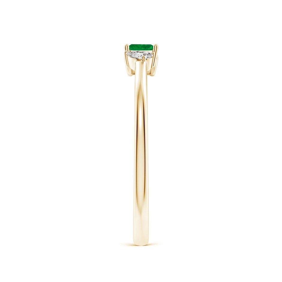 3mm AA Two-Stone Square Emerald & Pear Diamond Open Ring in 10K Yellow Gold side 299
