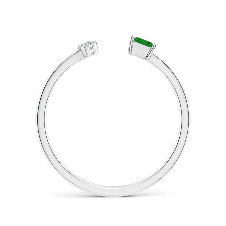 3mm AAA Two-Stone Square Emerald & Pear Diamond Open Ring in P950 Platinum side 199
