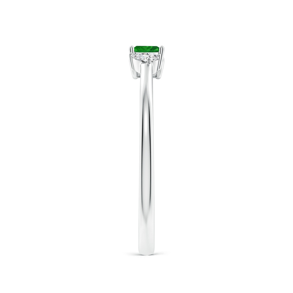 3mm AAA Two-Stone Square Emerald & Pear Diamond Open Ring in P950 Platinum side 299