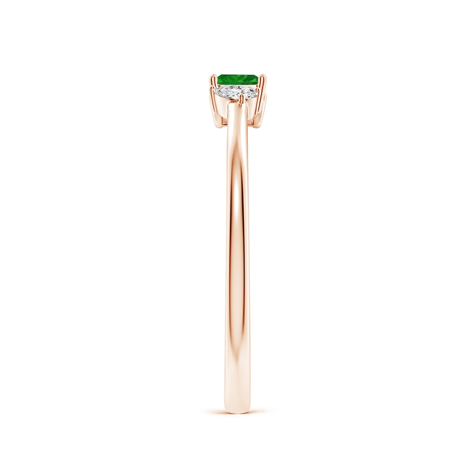 3mm AAA Two-Stone Square Emerald & Pear Diamond Open Ring in Rose Gold side 299