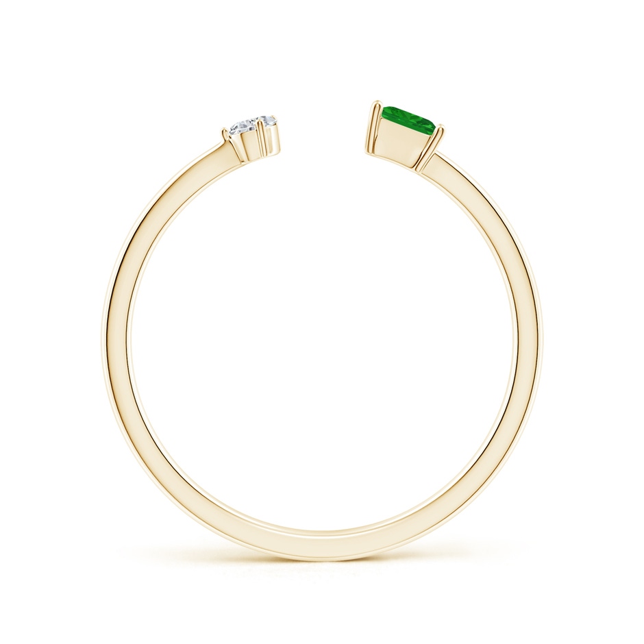 3mm AAA Two-Stone Square Emerald & Pear Diamond Open Ring in Yellow Gold side 199