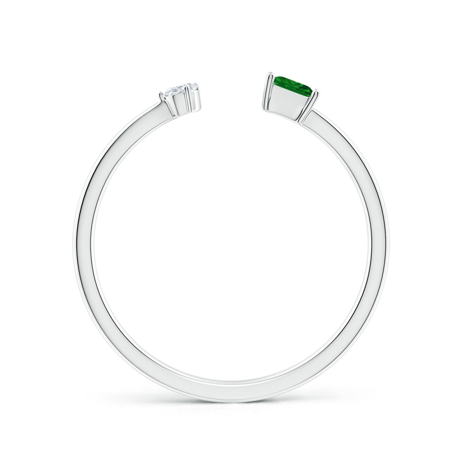 3mm AAAA Two-Stone Square Emerald & Pear Diamond Open Ring in P950 Platinum side 199