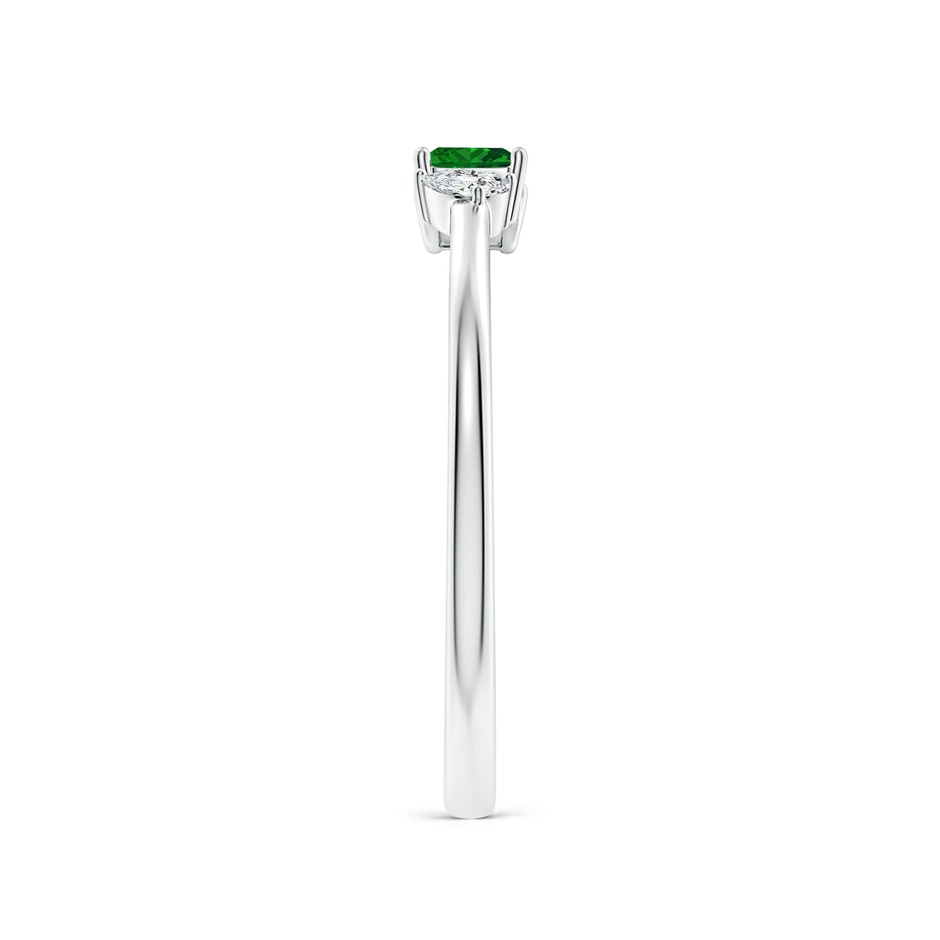 3mm AAAA Two-Stone Square Emerald & Pear Diamond Open Ring in P950 Platinum side 299