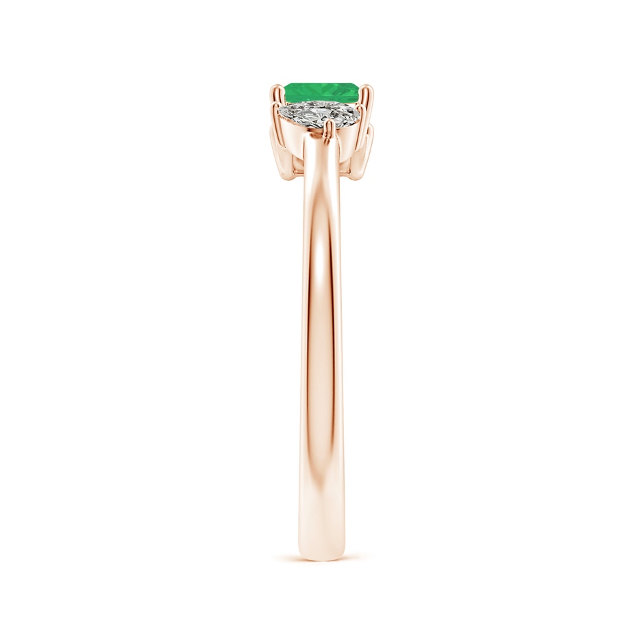 4mm A Two-Stone Square Emerald & Pear Diamond Open Ring in Rose Gold side 299