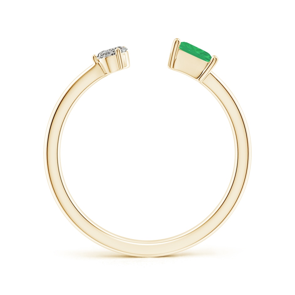 4mm A Two-Stone Square Emerald & Pear Diamond Open Ring in Yellow Gold side 199