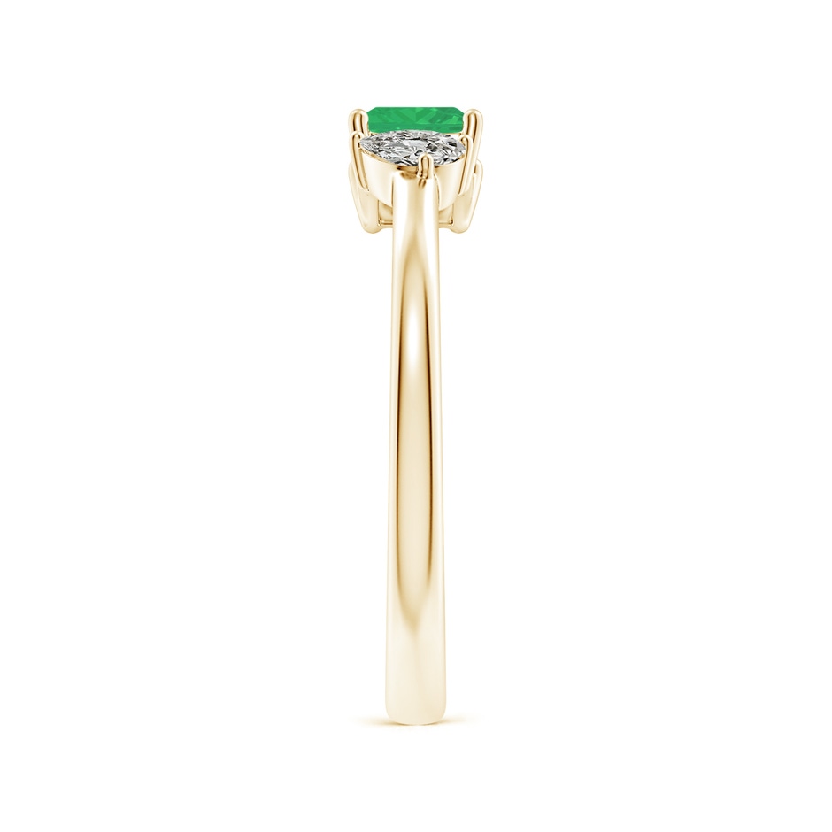4mm A Two-Stone Square Emerald & Pear Diamond Open Ring in Yellow Gold side 299