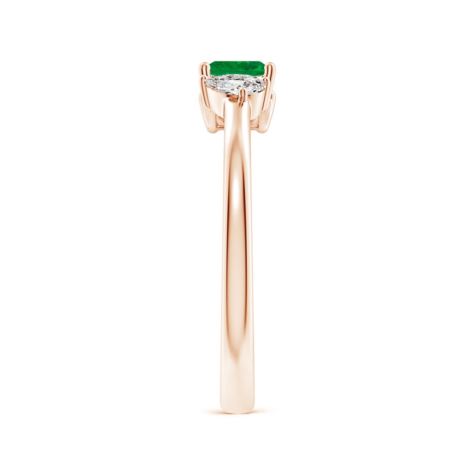 4mm AA Two-Stone Square Emerald & Pear Diamond Open Ring in Rose Gold side 299