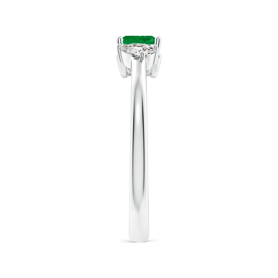 4mm AA Two-Stone Square Emerald & Pear Diamond Open Ring in White Gold side 299