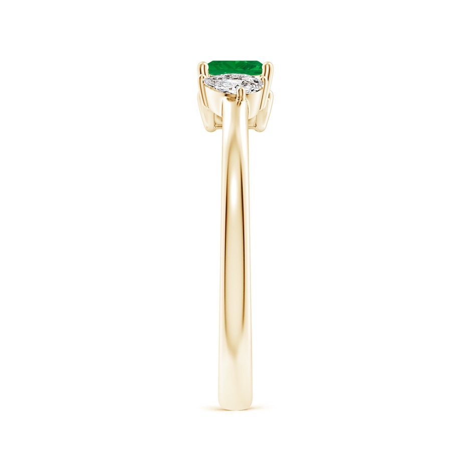 4mm AA Two-Stone Square Emerald & Pear Diamond Open Ring in Yellow Gold side 299