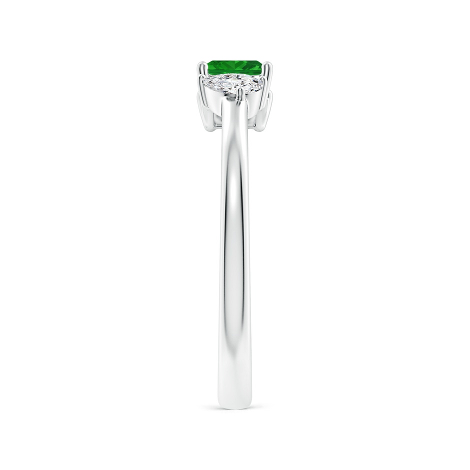 4mm AAA Two-Stone Square Emerald & Pear Diamond Open Ring in P950 Platinum side 299