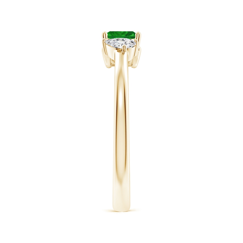4mm AAA Two-Stone Square Emerald & Pear Diamond Open Ring in Yellow Gold side 299