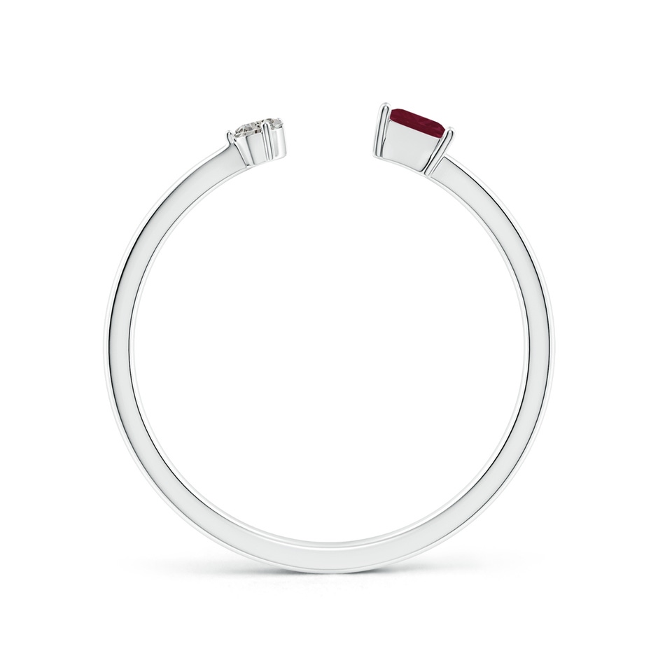 3mm A Two-Stone Square Ruby & Pear Diamond Open Ring in P950 Platinum side 199