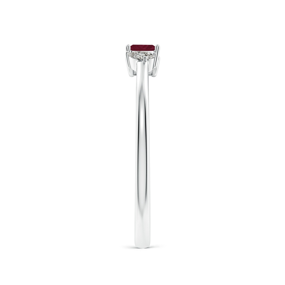 3mm A Two-Stone Square Ruby & Pear Diamond Open Ring in P950 Platinum side 299