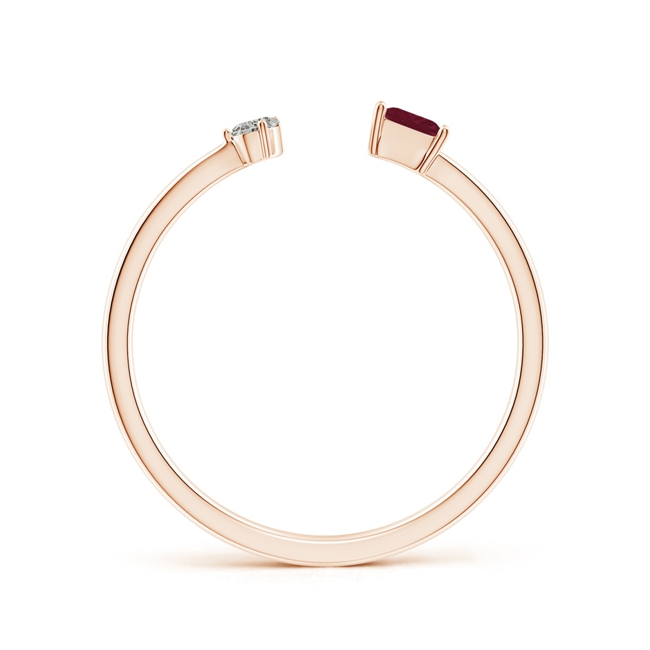 3mm A Two-Stone Square Ruby & Pear Diamond Open Ring in Rose Gold side 199