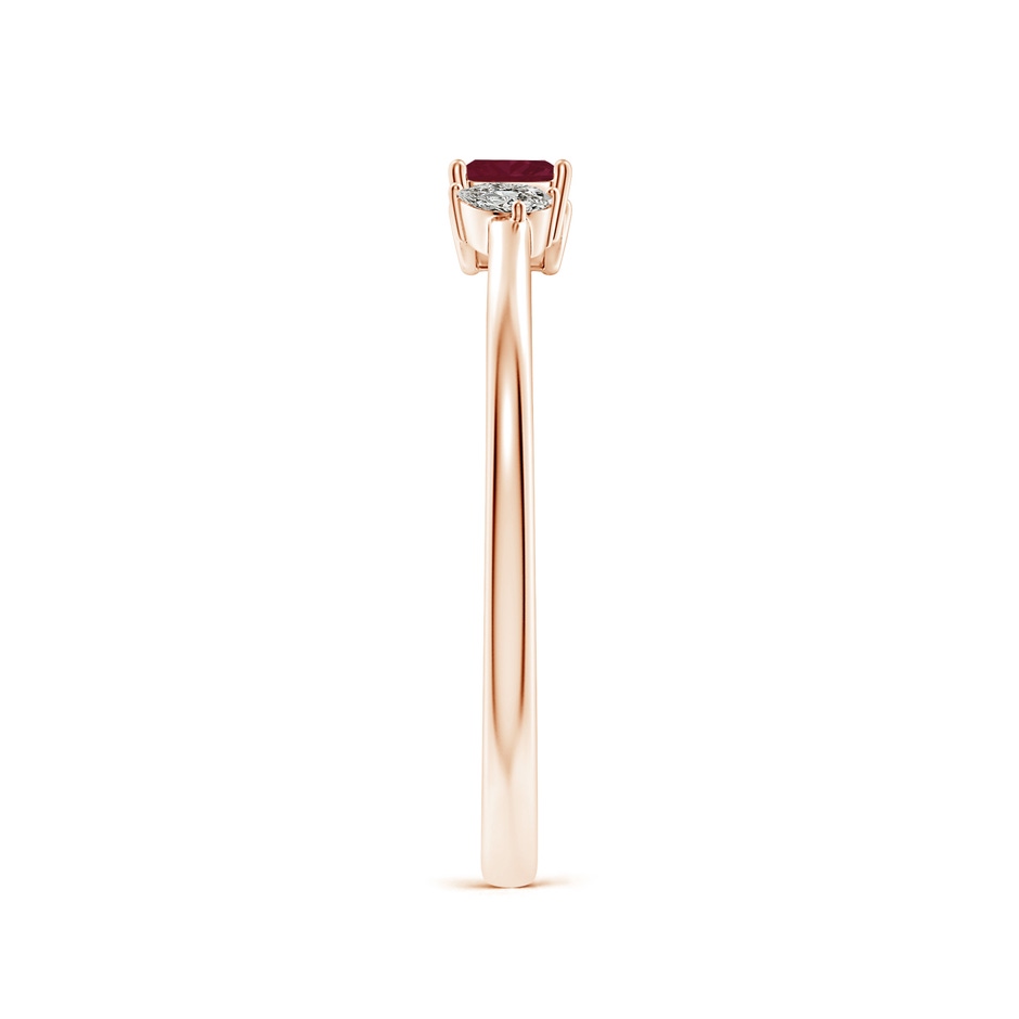 3mm A Two-Stone Square Ruby & Pear Diamond Open Ring in Rose Gold side 299