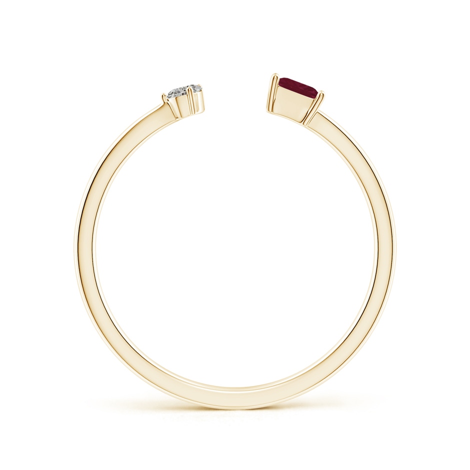 3mm A Two-Stone Square Ruby & Pear Diamond Open Ring in Yellow Gold side 199