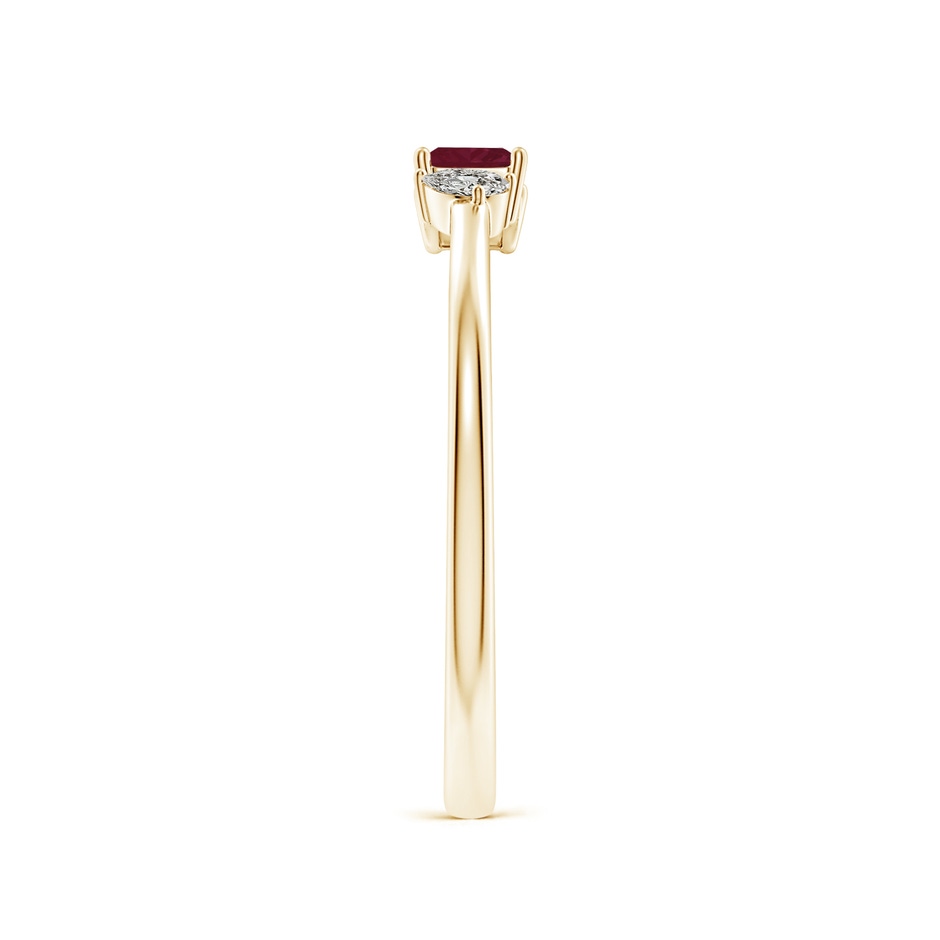 3mm A Two-Stone Square Ruby & Pear Diamond Open Ring in Yellow Gold side 299