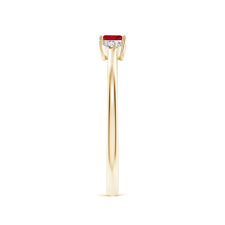 3mm AAA Two-Stone Square Ruby & Pear Diamond Open Ring in Yellow Gold side 299