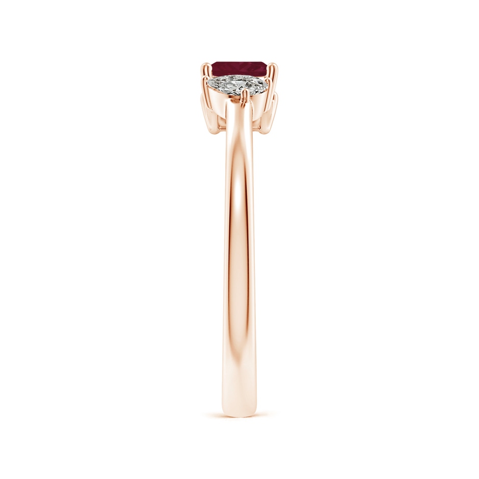 4mm A Two-Stone Square Ruby & Pear Diamond Open Ring in Rose Gold side 299
