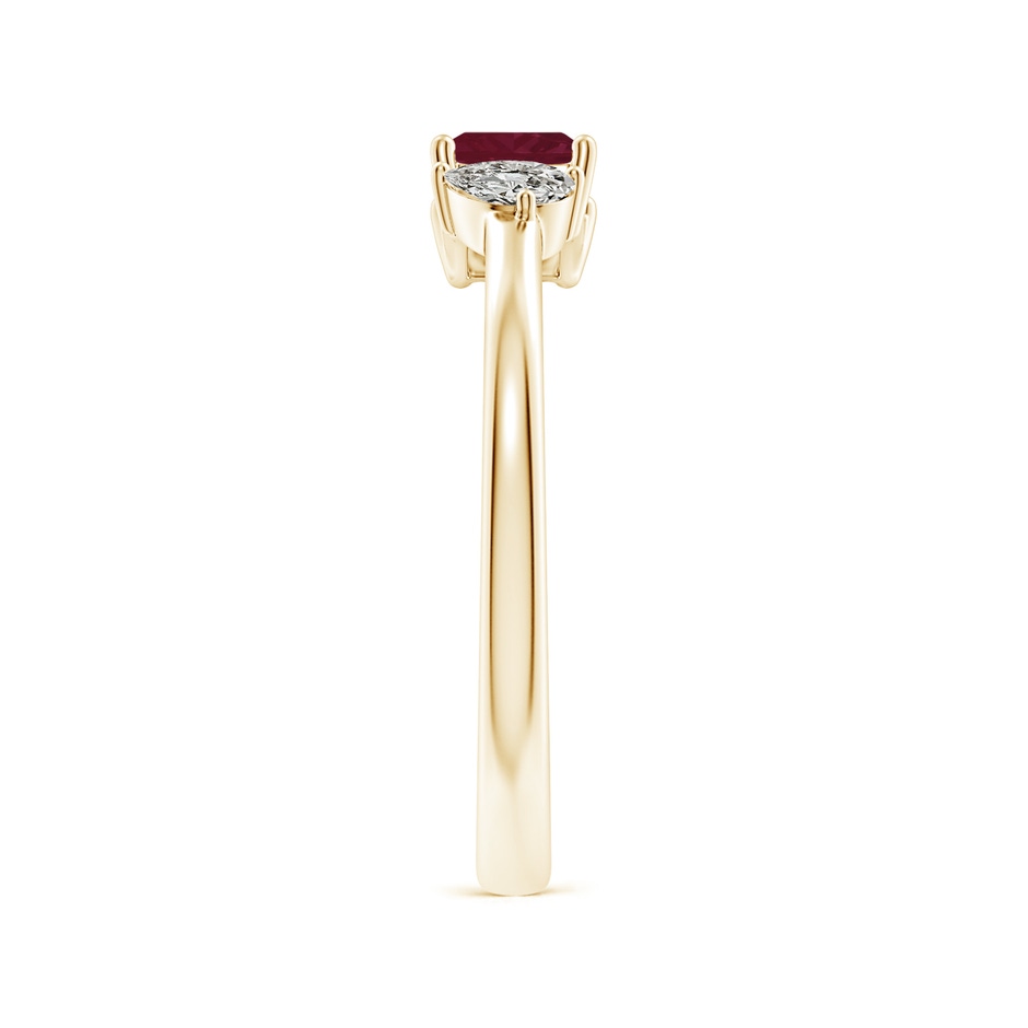 4mm A Two-Stone Square Ruby & Pear Diamond Open Ring in Yellow Gold side 299