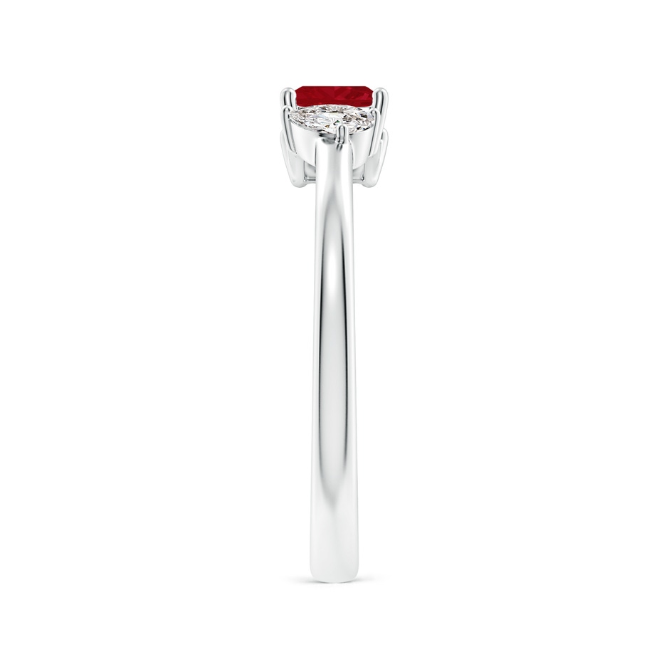 4mm AA Two-Stone Square Ruby & Pear Diamond Open Ring in White Gold side 299