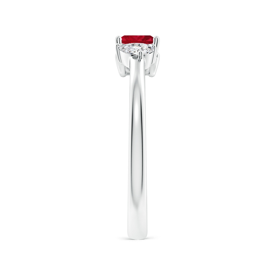 4mm AAA Two-Stone Square Ruby & Pear Diamond Open Ring in P950 Platinum side 299