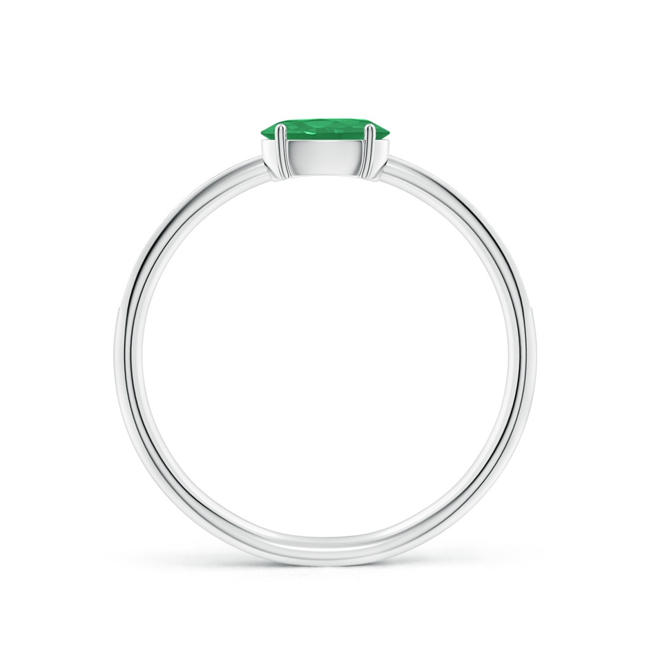 6x4mm A Oval Emerald Off-Centered Solitaire Ring With Diamonds in P950 Platinum side 199