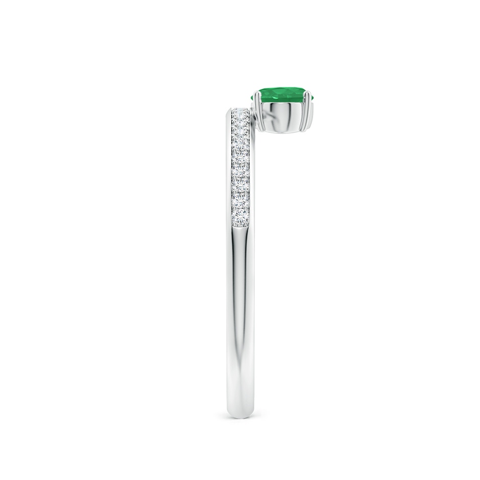 6x4mm A Oval Emerald Off-Centered Solitaire Ring With Diamonds in P950 Platinum side 299