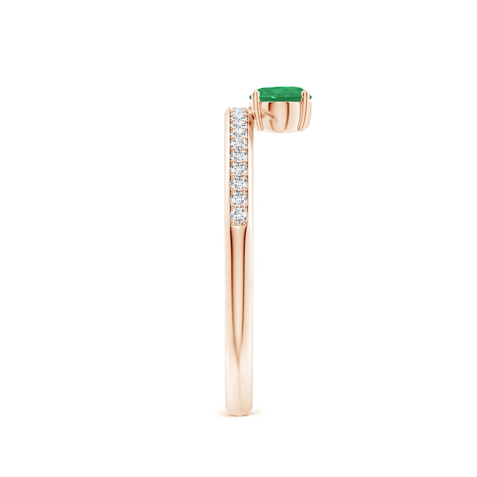 6x4mm A Oval Emerald Off-Centered Solitaire Ring With Diamonds in Rose Gold side 299