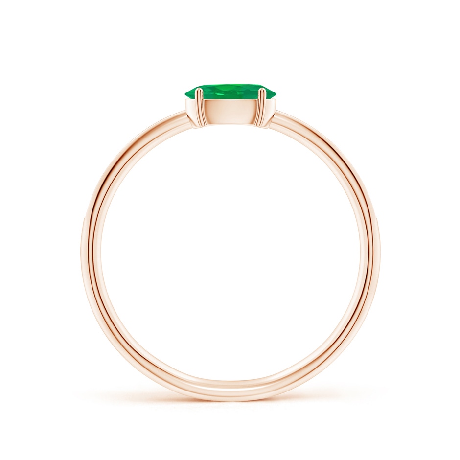 6x4mm AA Oval Emerald Off-Centered Solitaire Ring With Diamonds in Rose Gold side 199