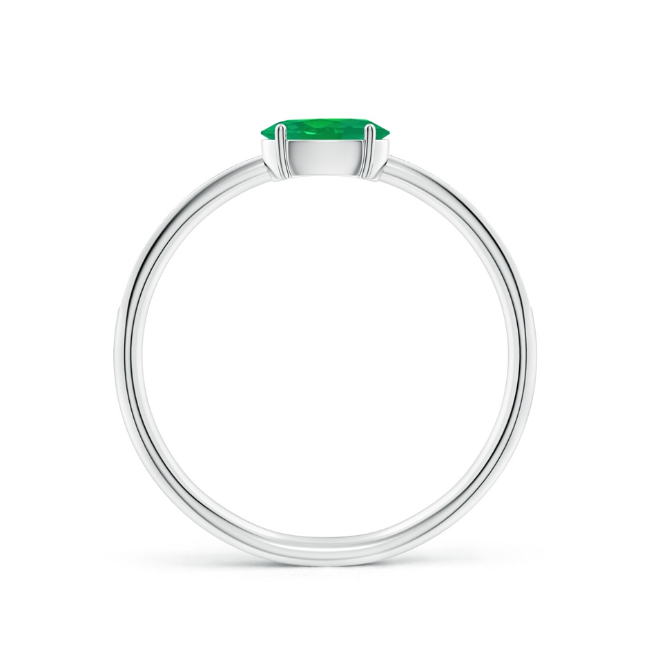 6x4mm AA Oval Emerald Off-Centered Solitaire Ring With Diamonds in White Gold side 199