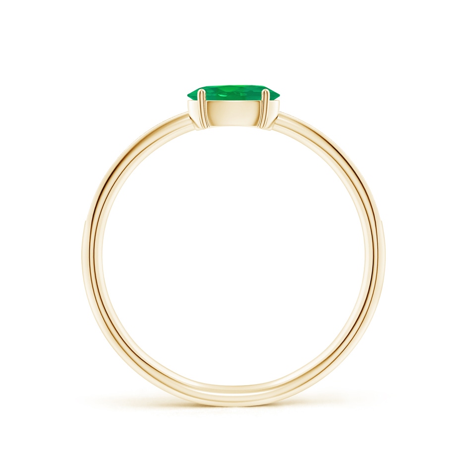 6x4mm AA Oval Emerald Off-Centreed Solitaire Ring With Diamonds in Yellow Gold side 199