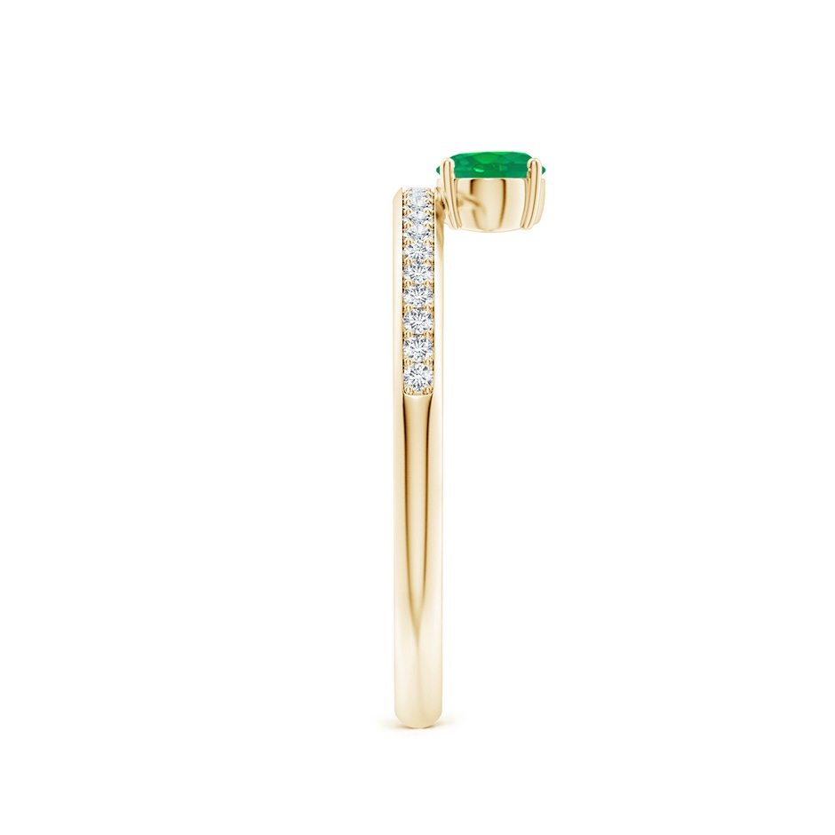 6x4mm AA Oval Emerald Off-Centreed Solitaire Ring With Diamonds in Yellow Gold side 299