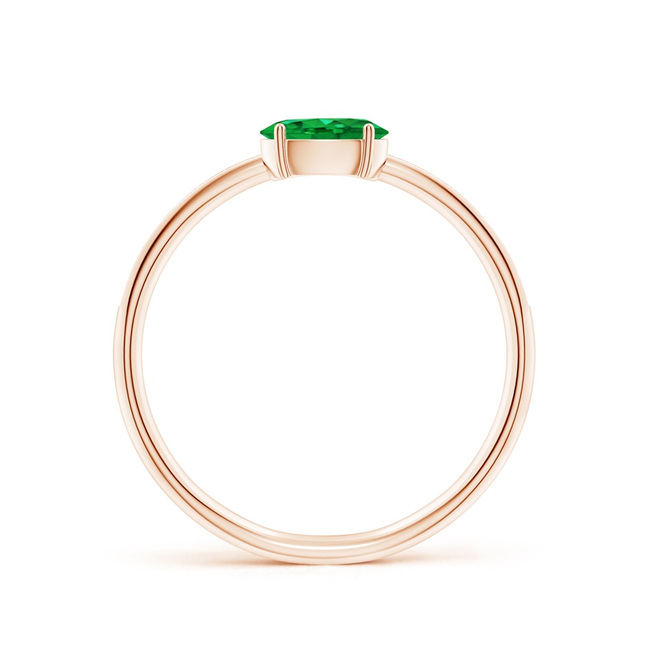 6x4mm AAA Oval Emerald Off-Centreed Solitaire Ring With Diamonds in Rose Gold side 199