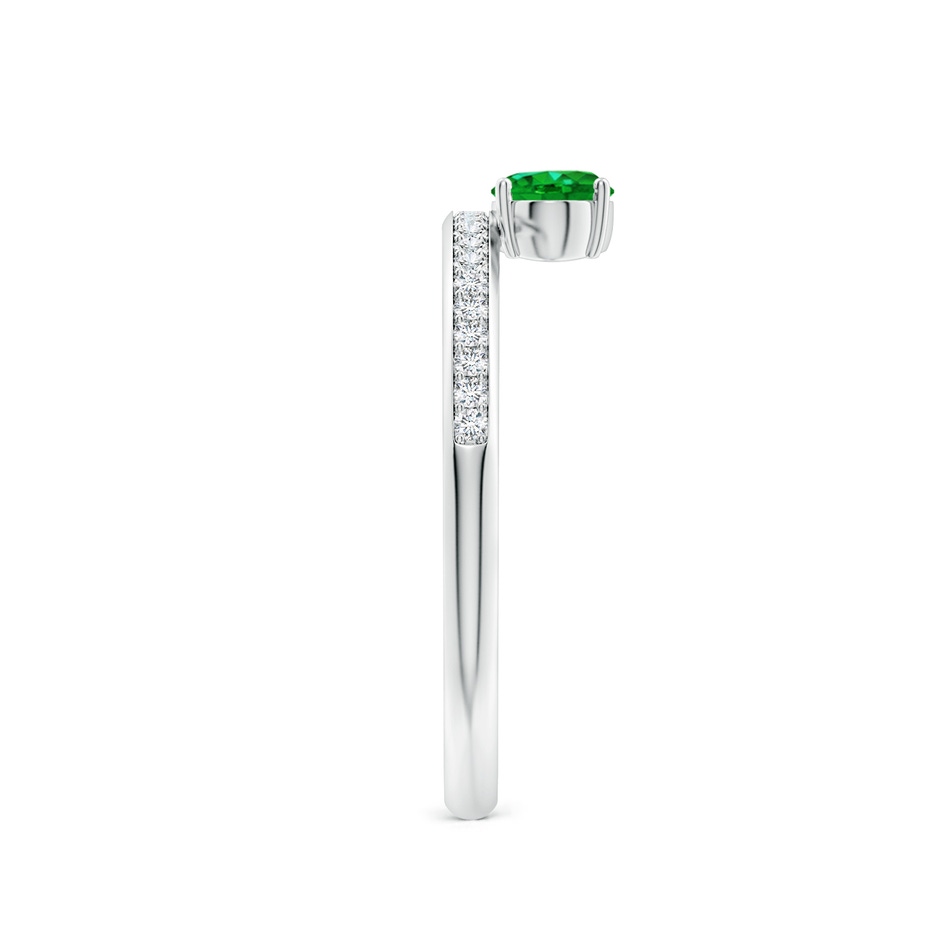 6x4mm AAAA Oval Emerald Off-Centered Solitaire Ring With Diamonds in P950 Platinum side 299
